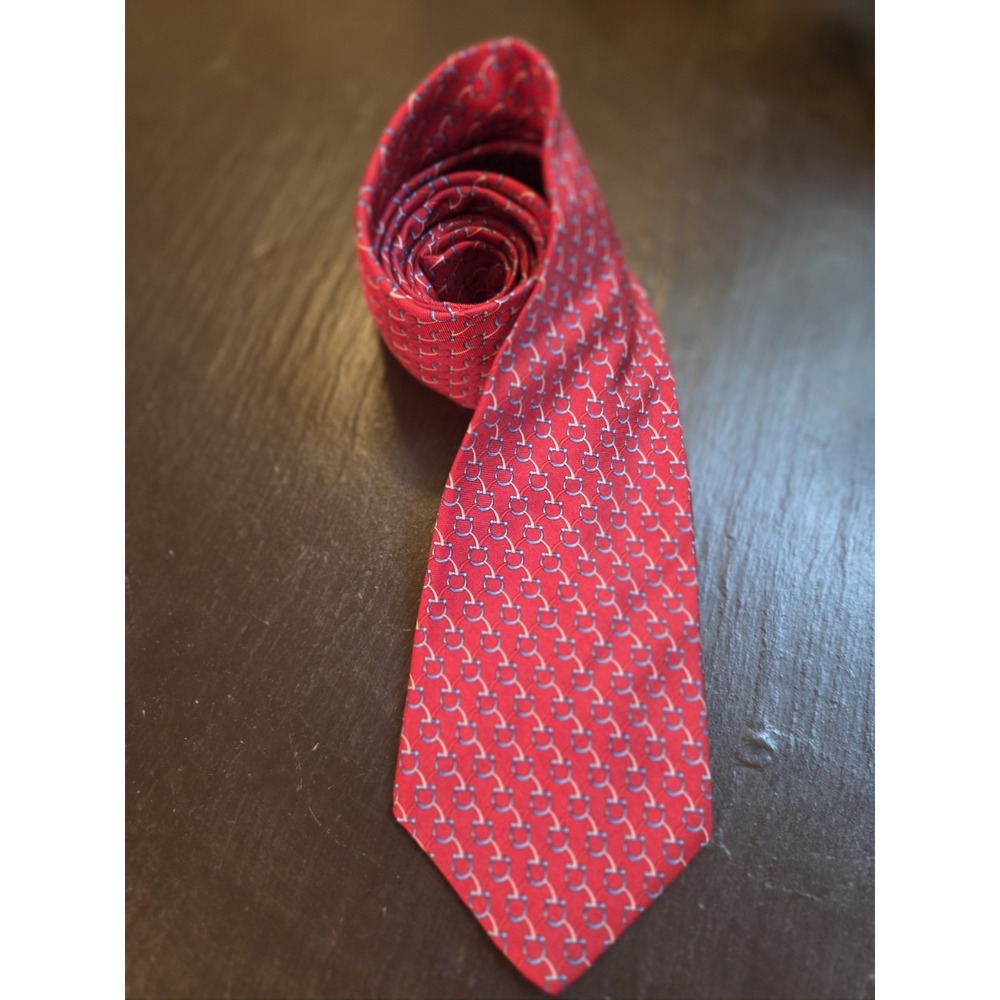 Brooks Brothers Makers Men's 100% Italian Silk Tie Made USA Red Geometric NEW!
